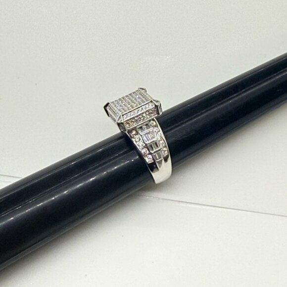 925  Stering Silver Square Pave Ring - Picture 5 of 8